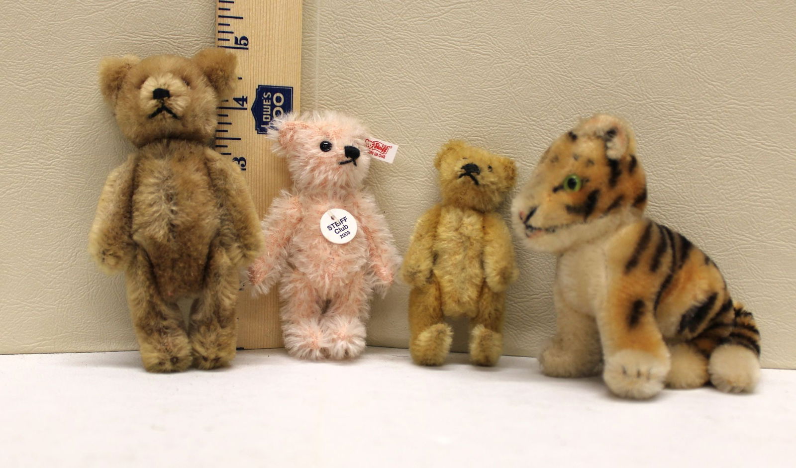 4 Vintage Steiff Miniature Animals: one bear has ear tag, 1 bear with mechanical up and down head (1 of 5)
