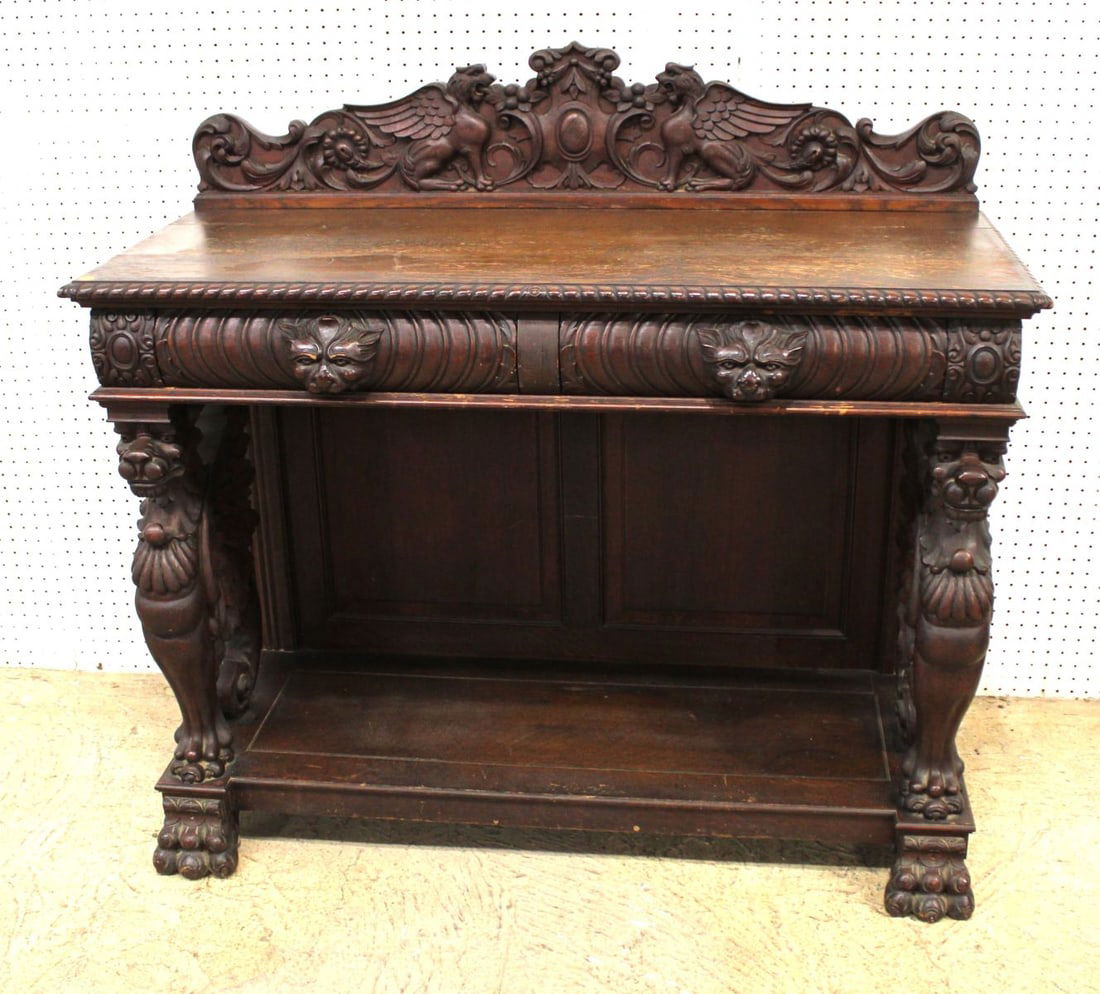 Wing Griffin Antique Oak Server with Splash (1 of 6)