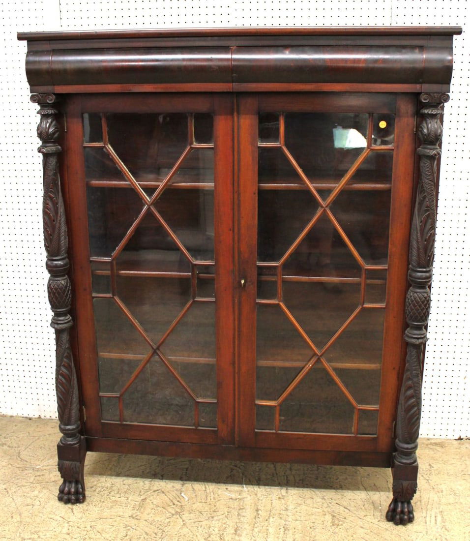 Antique Mahogany Acanthus Paw Foot Bookcase (1 of 6)
