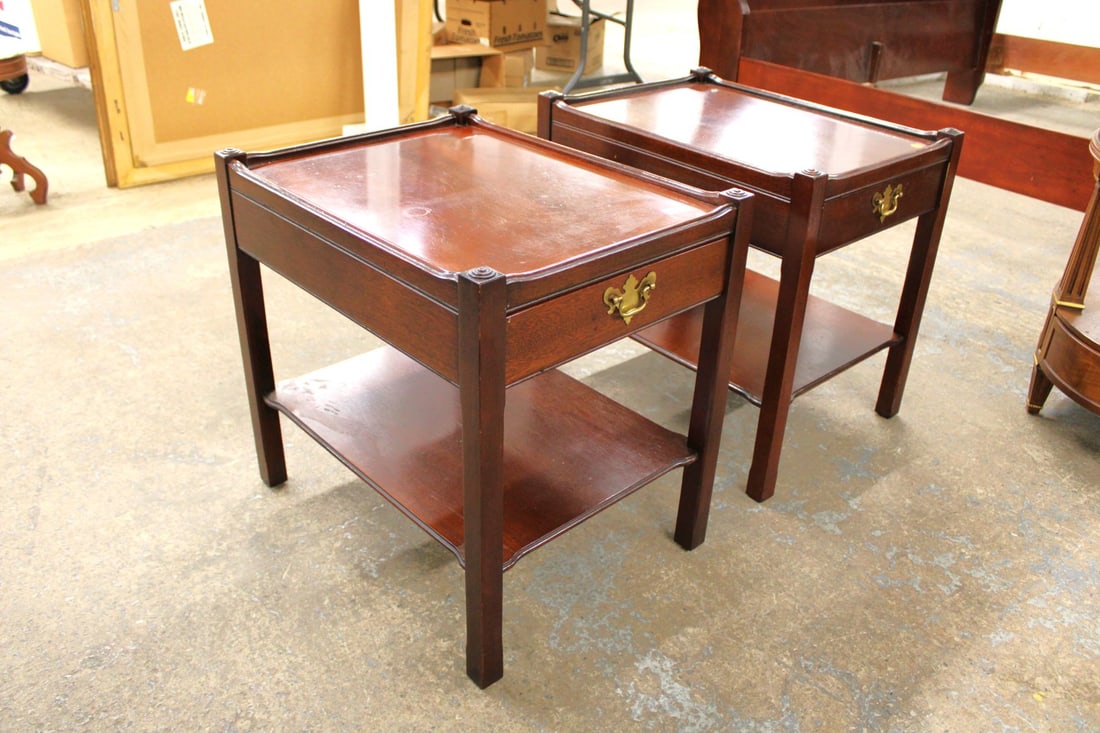Pair Hickory Chair Co. Mahogany Table (1 of 3)