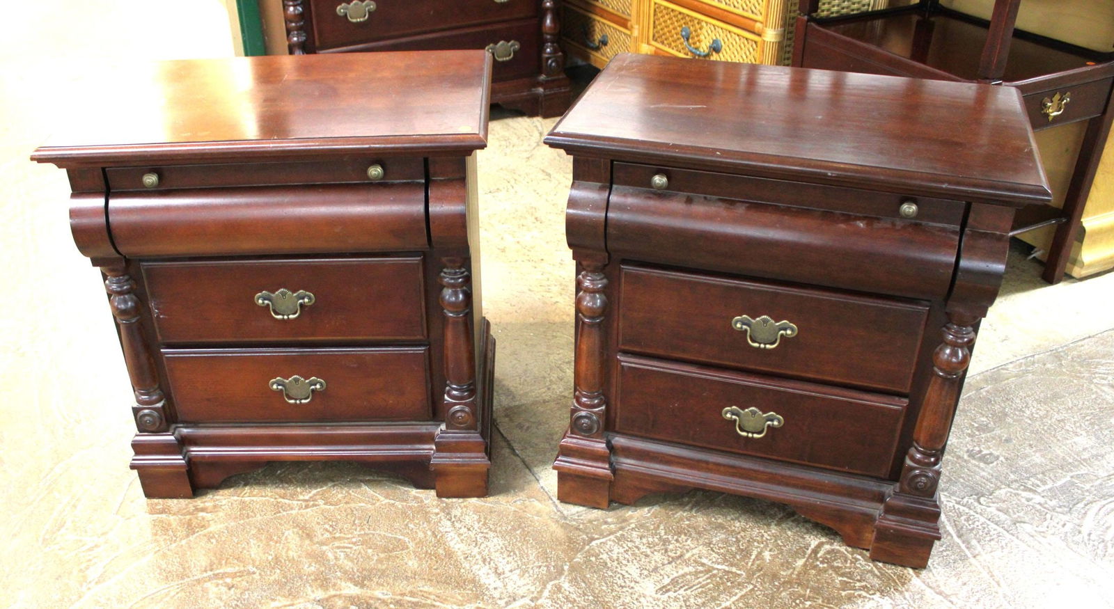 Pair Contemporary Mahogany Night Stands (1 of 3)