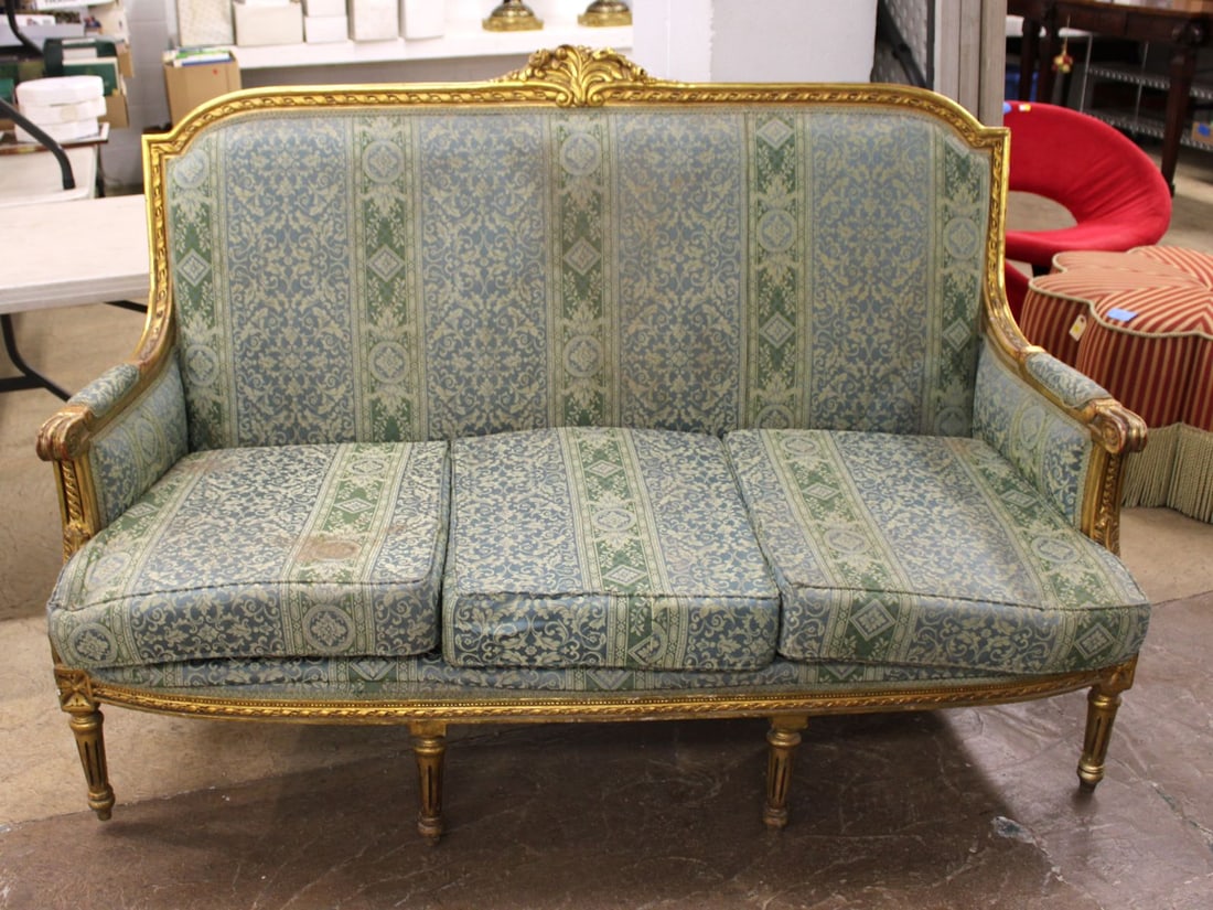 French Upholstered 6 leg Sofa (1 of 6)