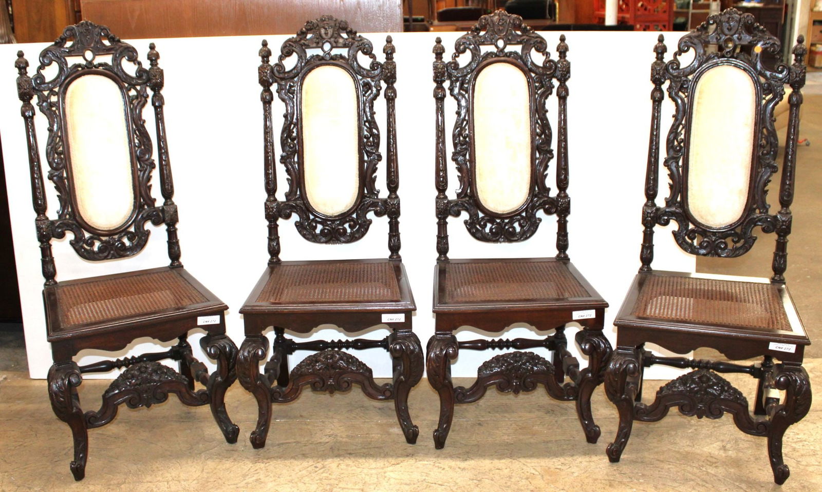 Set of 4 Antique Chairs with Cane Seats (1 of 7)