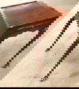 Queen Anne Tea Table with Pull Out Trays, poss. Statton: Solid Cherry Queen Anne Tea Table with Pull Out Trays, Old Town Finish, Believed to be Statton Furniture, structurally sound and in good condition with some surface wear, 30"w x 19"d x 26"h