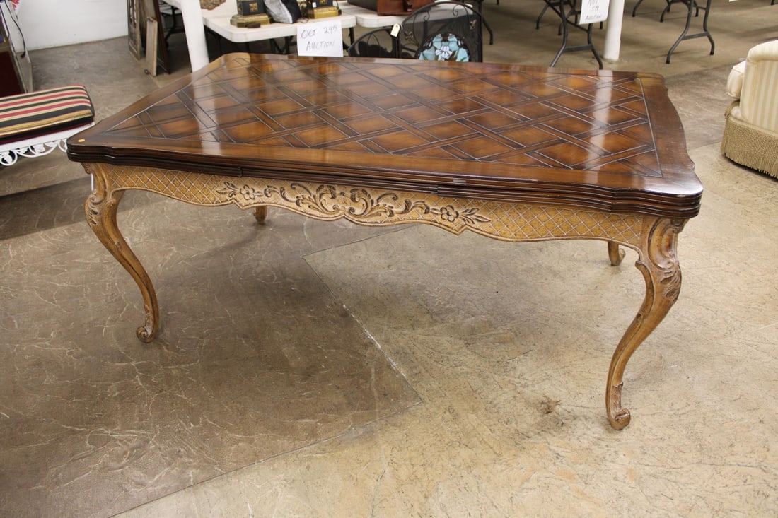 French Refectory Dining Table, parquet top (1 of 8)