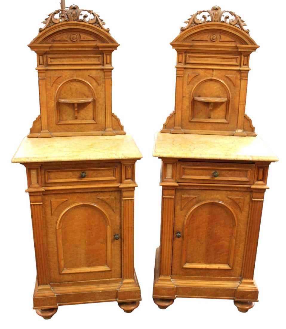 Pair Antique Birdseye Maple MT Nightstands, left & right (1 of 6)