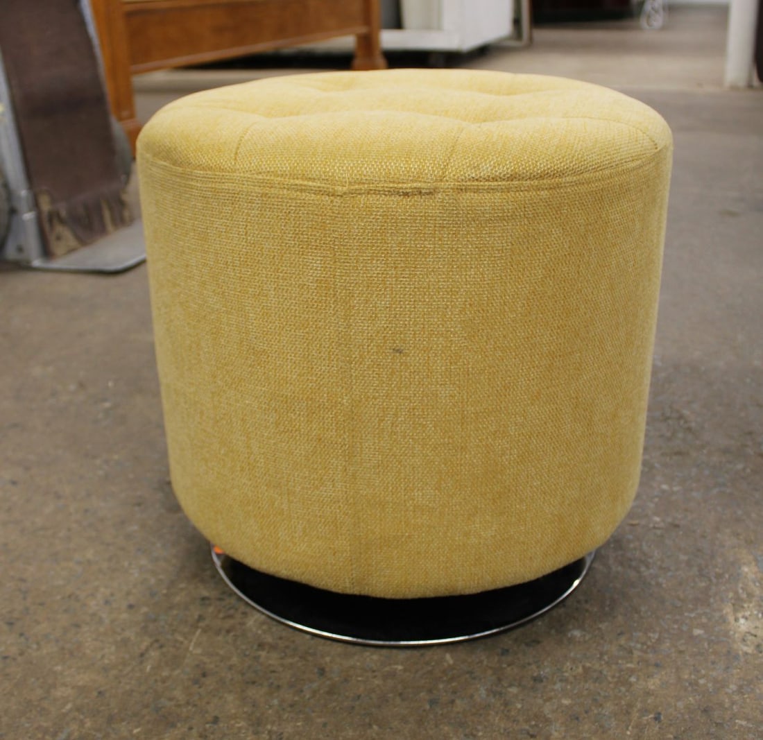 Modern 18x16 Swivel Ottoman, Upholstered on Chrome Base (1 of 4)