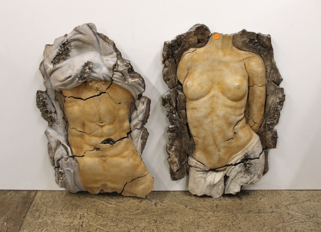 Pair of Wall Decorative Nude Body Art: Pair of Wall Decorative Nude Body Art, composition, structurally sound and in good condition, 20"w x 30"h