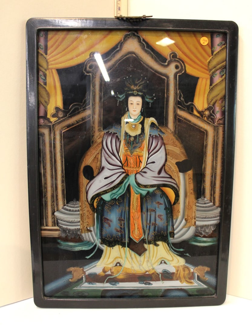 Asian Reverse Painting of Princess on Throne (1 of 2)