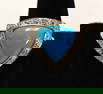 10kt gold trillion cut turquoise cabochon / diamond ring