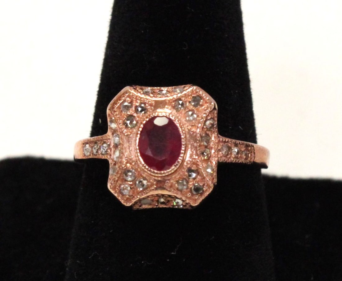 .45ct Ruby/ diamond ring 14kt rose gold over sterling silver (1 of 2)