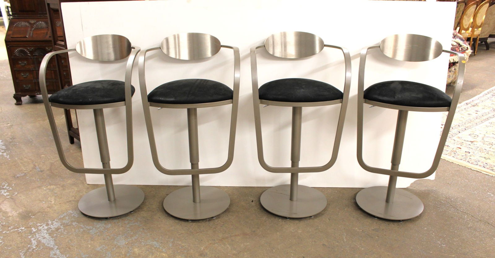 Set 4 Ultra Mod Adj Swiveling Bar Stools, steel/brush stainless finish (1 of 3)