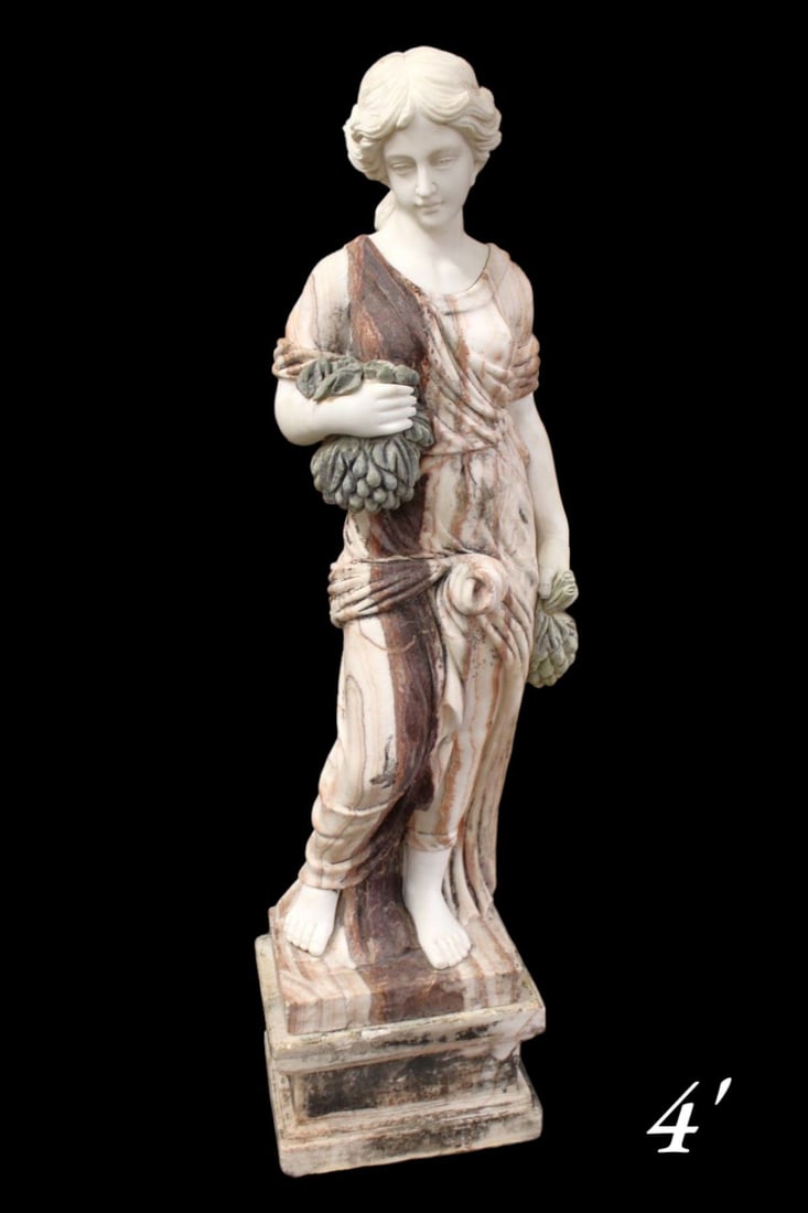 Nice Italian 2 Part Multi Color Marble Figural Lady Statue (1 of 6)