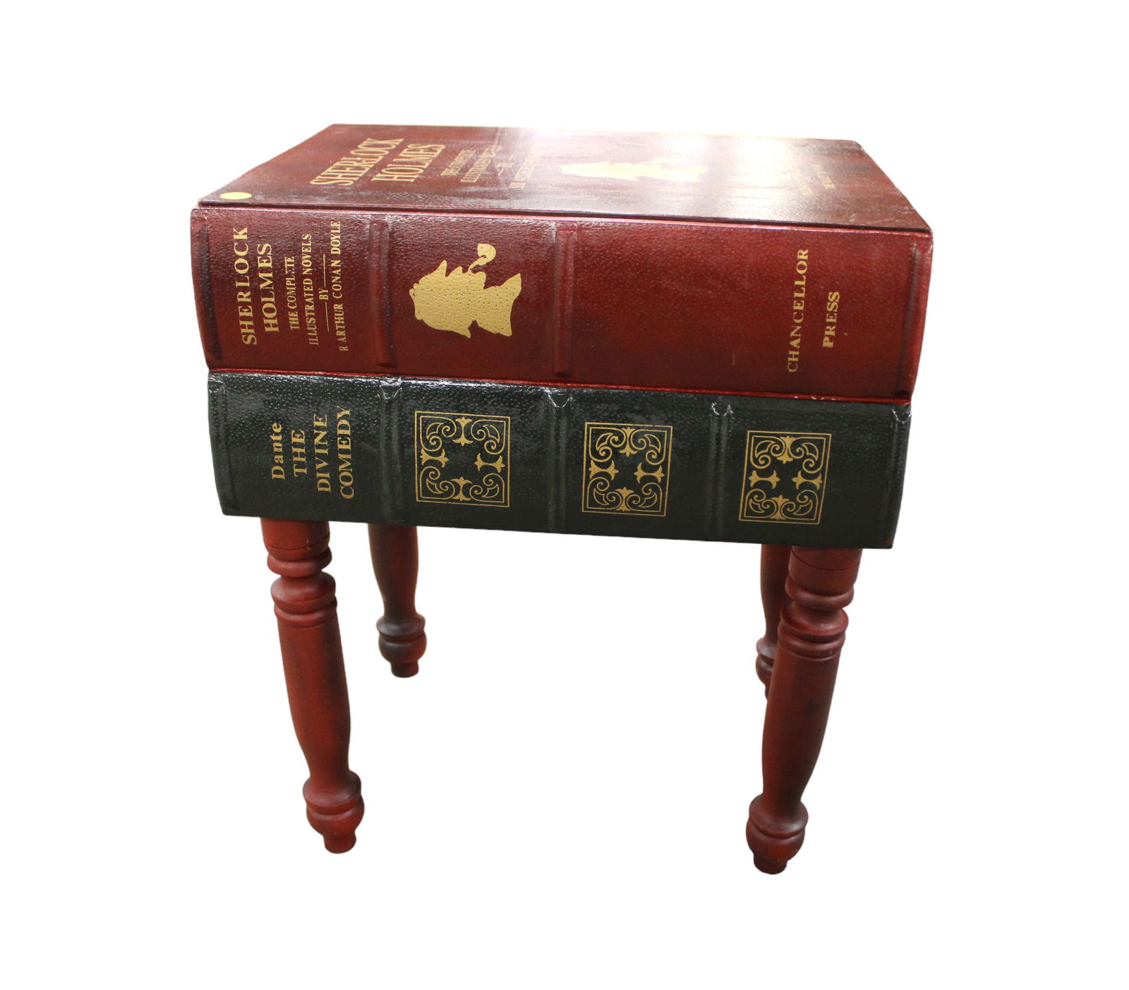 Faux book decorator side table, structurally sound & original condition, 17"w x 14"d x 20"h (1 of 4)