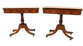 Pair Antique Regency flip top game tables, structurally sound & original condition with one have