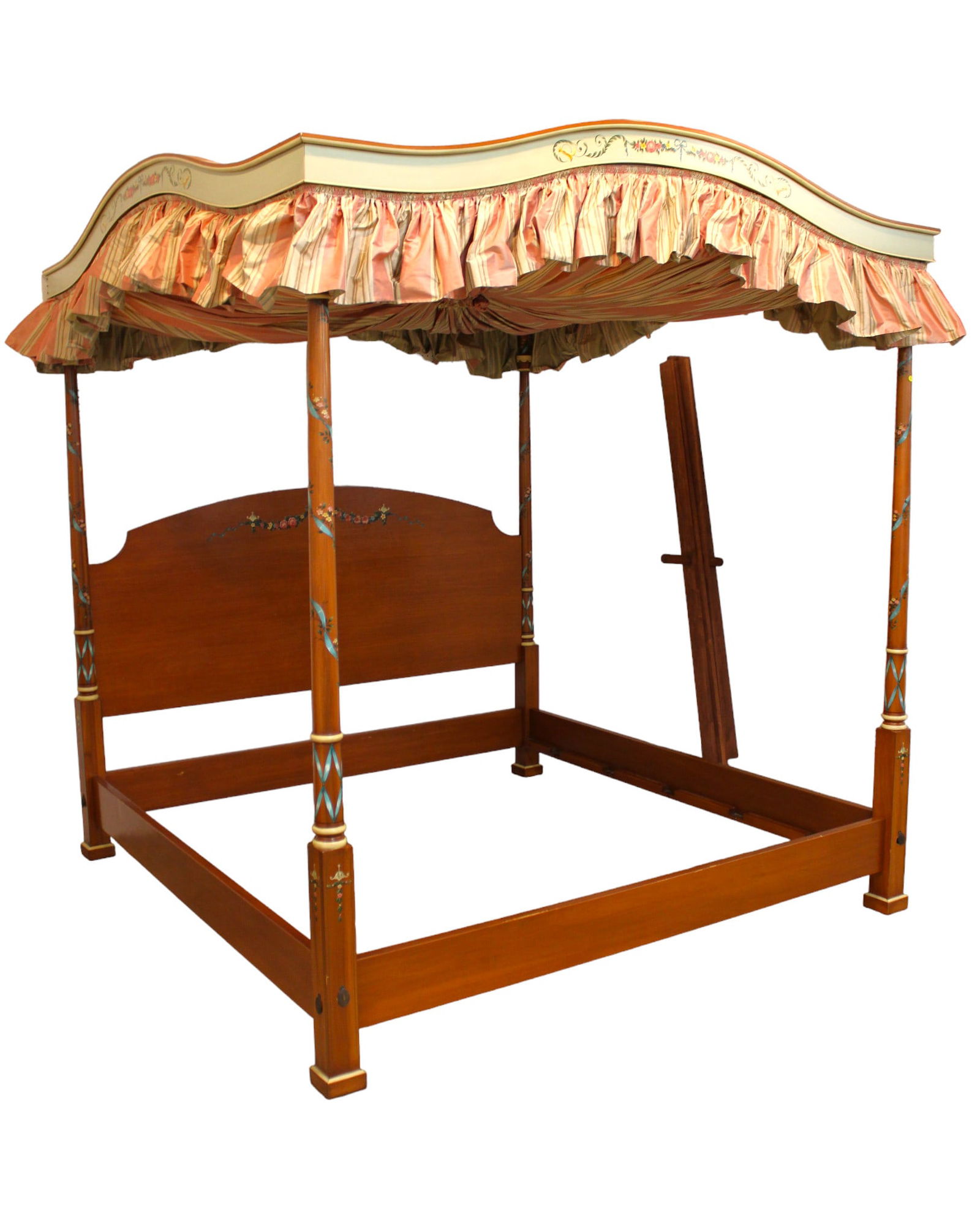 Awesome paint decorated full canopy king size cherry bed with rails, custom made  bolt in (1 of 10)