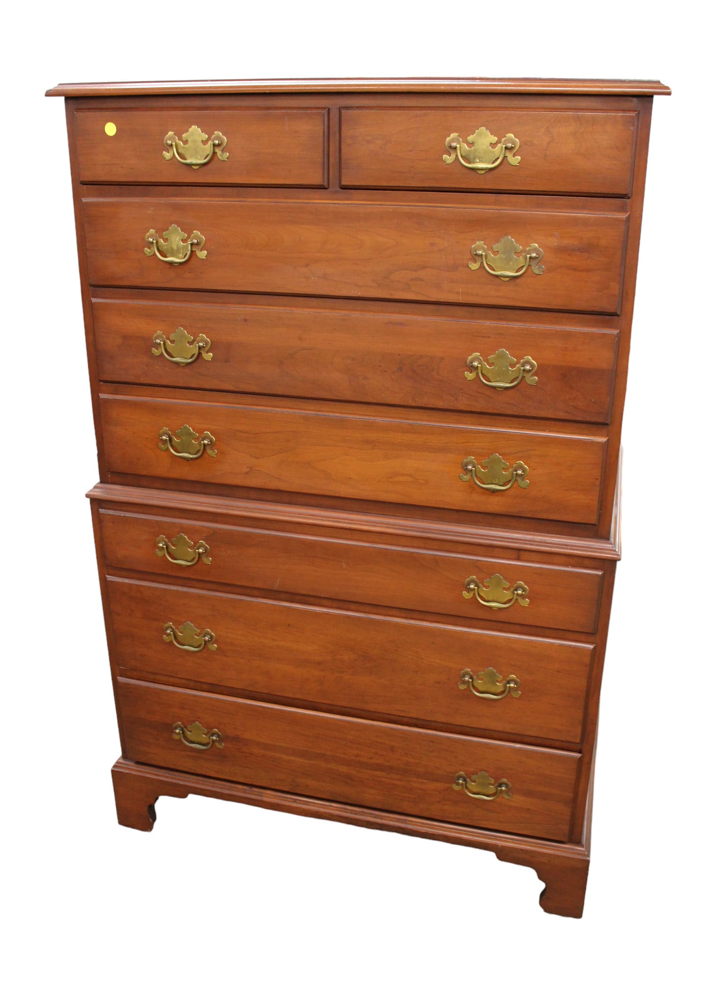 Henkel Harris solid cherry bracket foot high chest, 8 drawer, structurally sound & good condition, (1 of 5)
