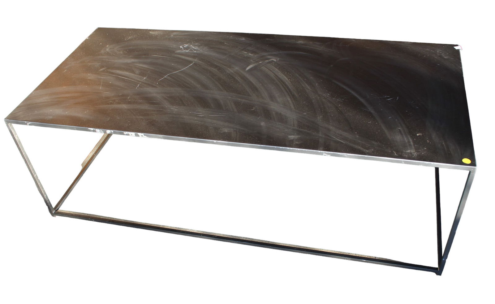 Industrial style steel coffee table, structurally sound with some marks on top. 52"l x 24"w x 17"h (1 of 3)