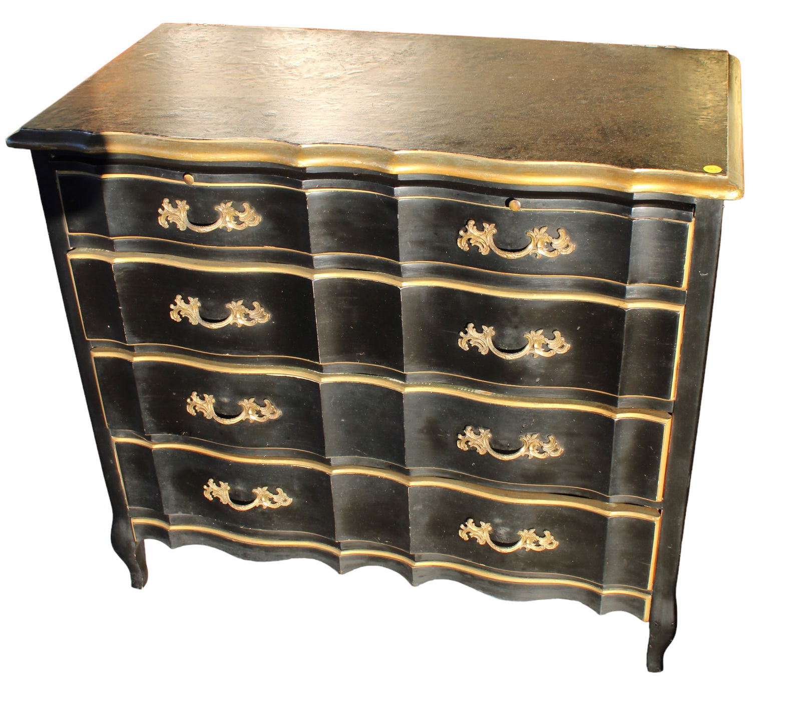 French provincial chest with pull out tray, paint decorated, 4 drawer, structurally sound, some (1 of 3)
