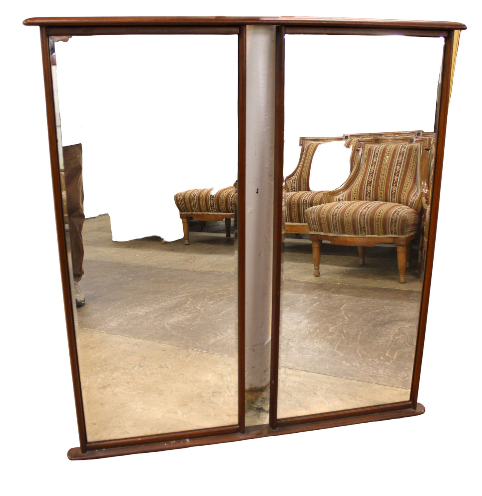 RARE MidC modern double wall mirror or dresser mirror, double bevel, walnut split frame, (1 of 3)