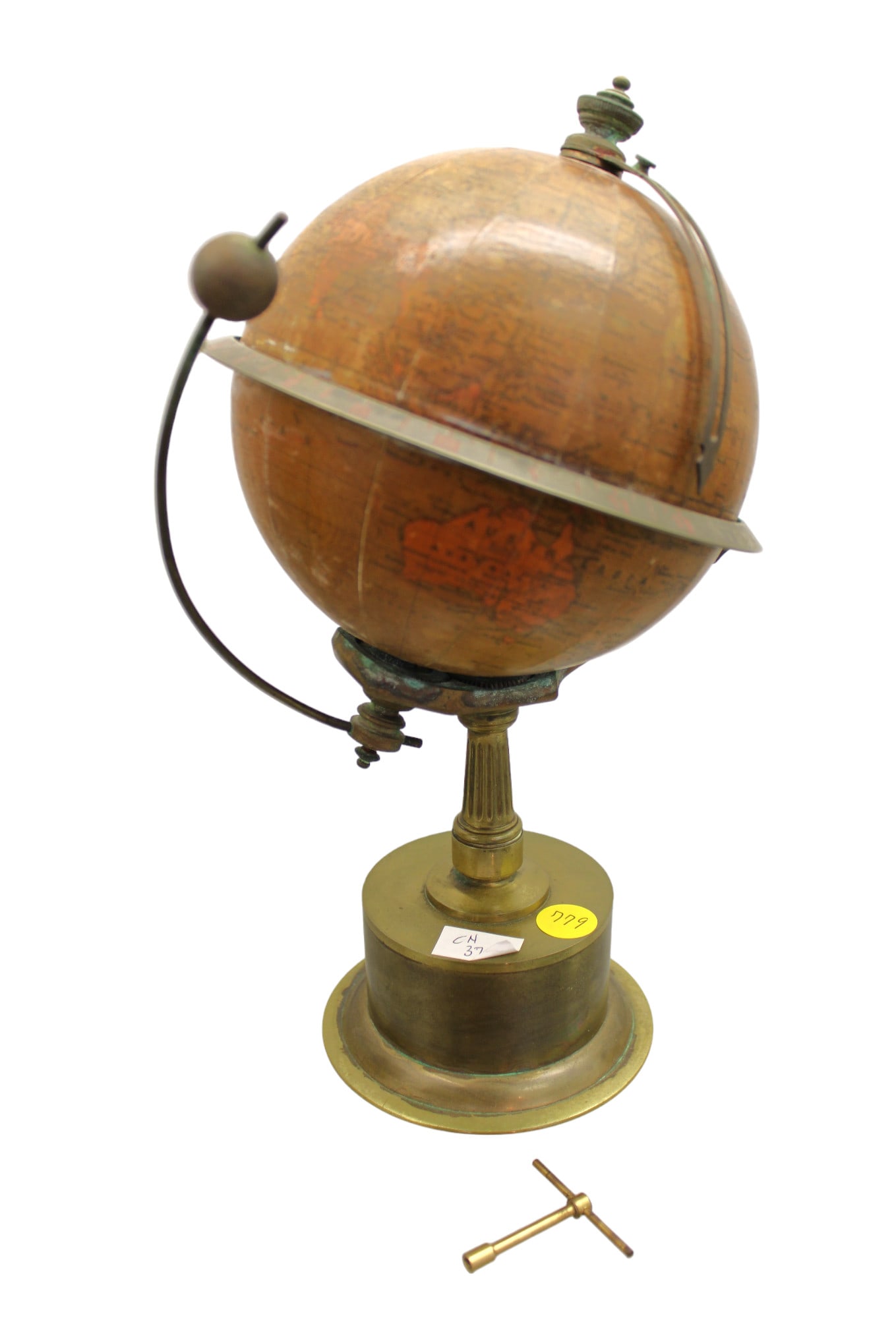 RARE antique Edwardian Empire globe clock Smith & Sons, Ltd., with key, working unknown.  8" (1 of 5)