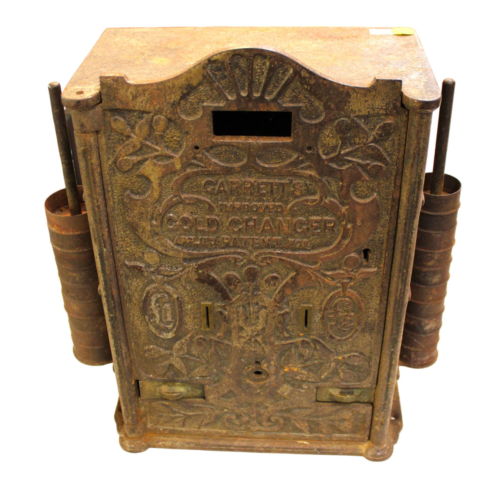 RARE Garret's cast iron gold changer, seems complete, all original, very cool.  14"l x 15"h x 6"d (1 of 9)