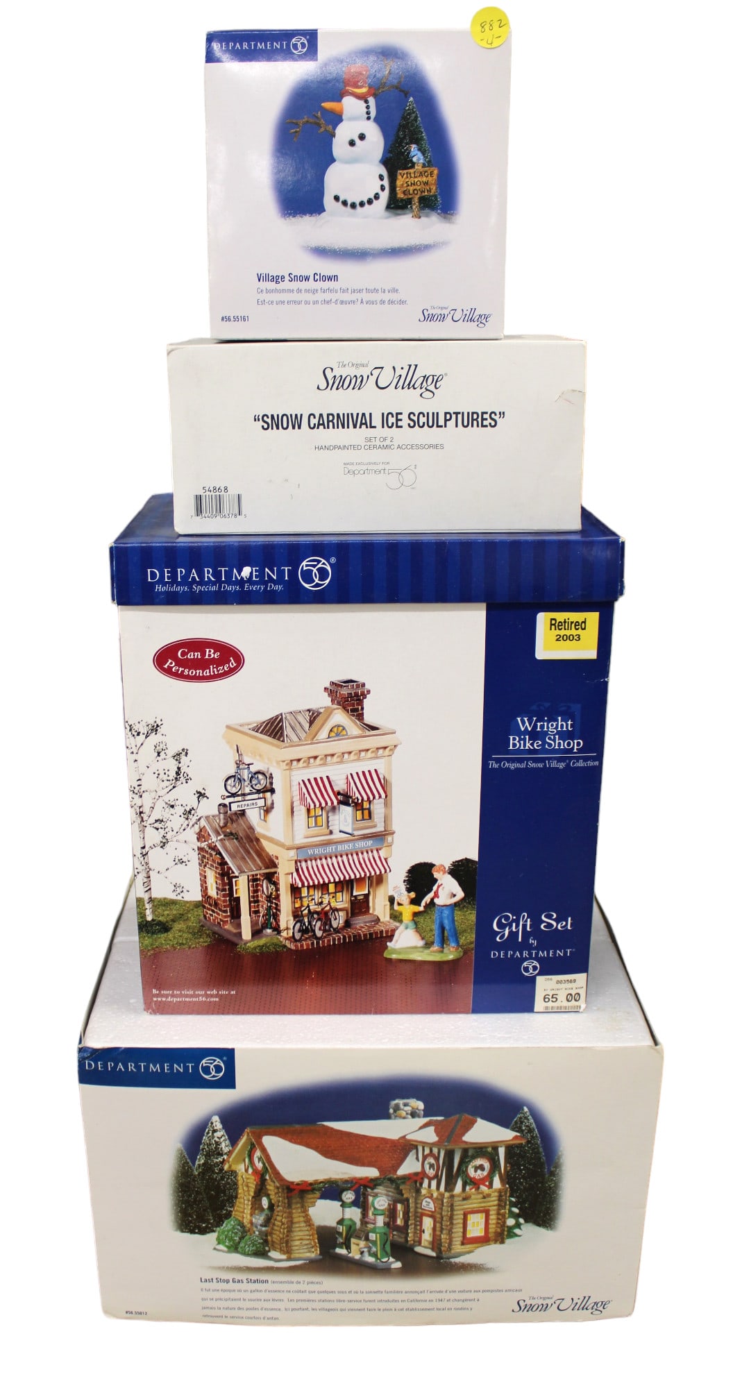 4 Department 56 Snow Village Series in boxes: no guarantee that all parts are here or been modified: 4 Department 56 Snow Village Series in boxes: no guarantee that all parts are here or been modified or damaged, sold strictly as is.