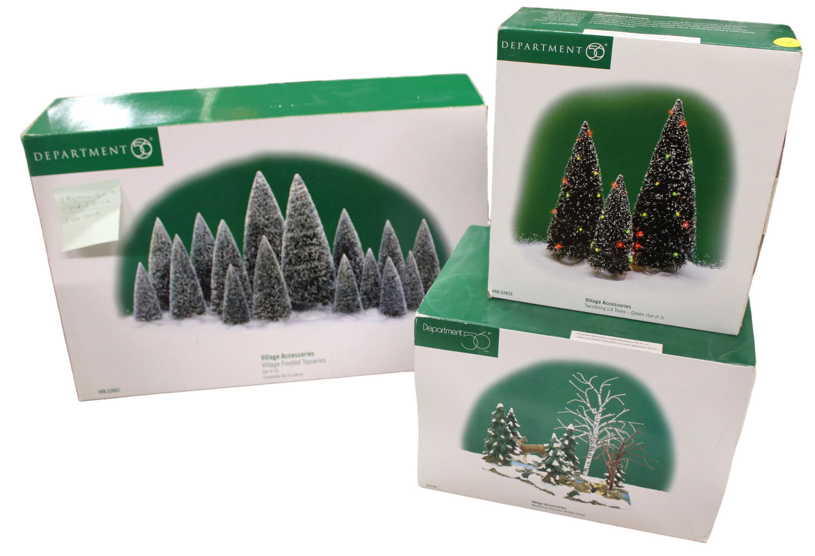 3 Department 56 Village Accessories in boxes, Woodland Animals at Mill Creek, Twinkling Lit Trees, (1 of 2)