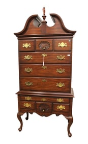 Henkel Harris Queen Anne High Boy, full bonnet top, 3 part