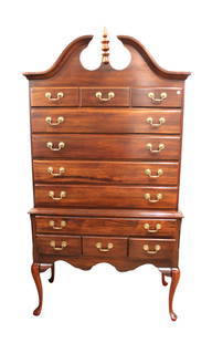 Solid Mahogany Queen Anne Highboy: Solid Mahogany Queen Anne Highboy, structurally sound and in good condition, 41"w x 20"d x 76"h