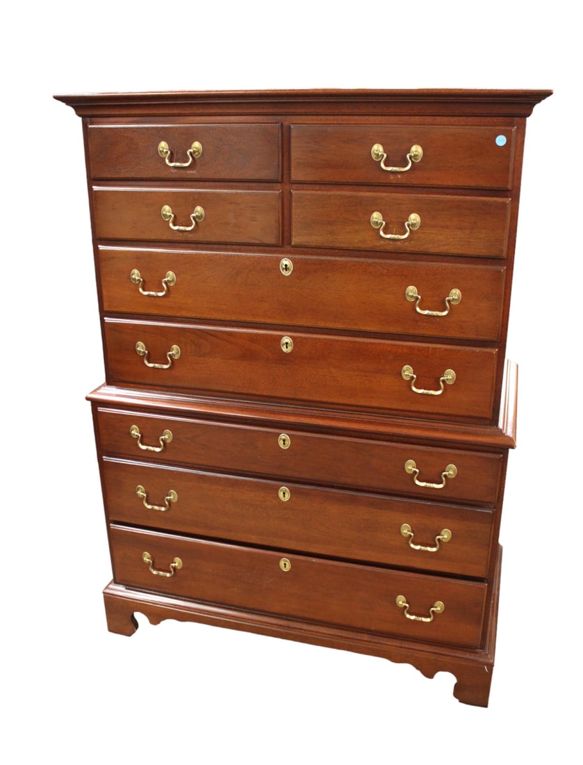 Nice Link Taylor Heirloom high chest, solid mahogany, 9 drawer, bracket foot (1 of 7)