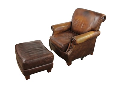 Thomasville leather chair & ottoman, 2 piece