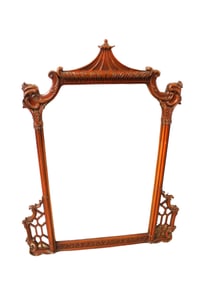 Traditional Chinese Chippendale style mahogany framed mirror