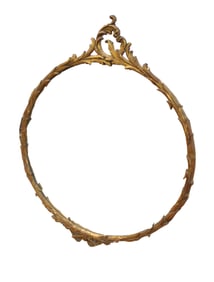 French round mirror, semi antique, wood & gesso, carved & gilded