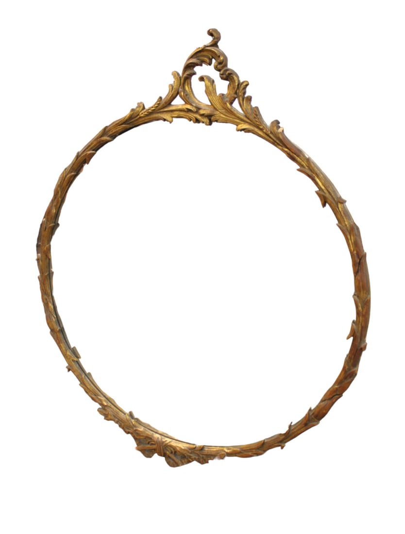 French round mirror, semi antique, wood & gesso, carved & gilded (1 of 3)