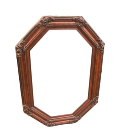 Contemporary beveled decorator mirror, burl walnut