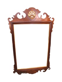 Drexel 18th Century Coll. beveled glass mirror, burl mahogany