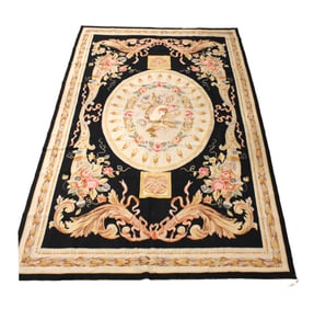 Semi antique hand knotted needlepoint rug 69"w x 108"l