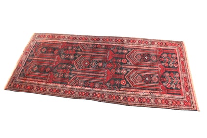 Hand stitched antique style rug, 38"w x 85"l