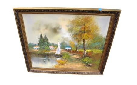 Vintage signed oil on canvas in original period frame