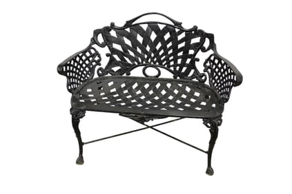 Vintage cast aluminum ornate garden settee