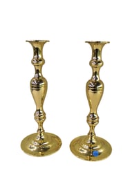 Quality pair Baldwin brass candlesticks, 6" diameter x 14"h