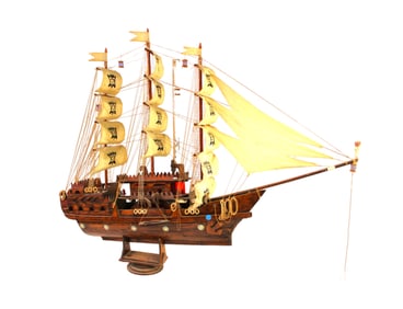 Vintage hand made wooden model clipper ship