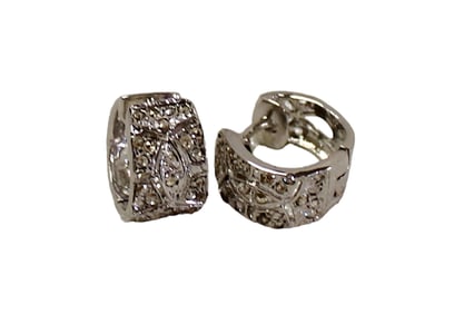 Diamond and sterling huggie earrings, .50ct