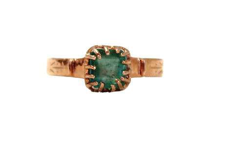 1.2ct Emerald ring in 14k rose gold over sterling silver, approx. 6.25: 1.2ct Emerald ring in 14k rose gold over sterling silver, approx. 6.25