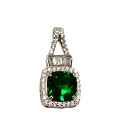 3.89ct green topaz and white sapphire pendant in sterling silver