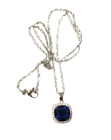 5.82ct blue and white sapphire necklace in sterling silver on 16" chain