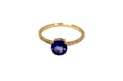1.35 Sri Lanka sapphire and diamond ring in 14k yellow gold, approx. size 7