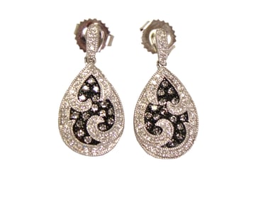 1ct diamond black rhodium and sterling earrings