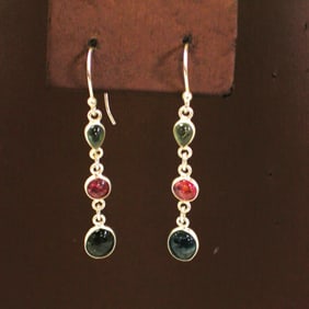 12ct multi color sapphire and sterling earring